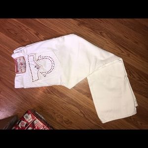 White custom true Religion jeans